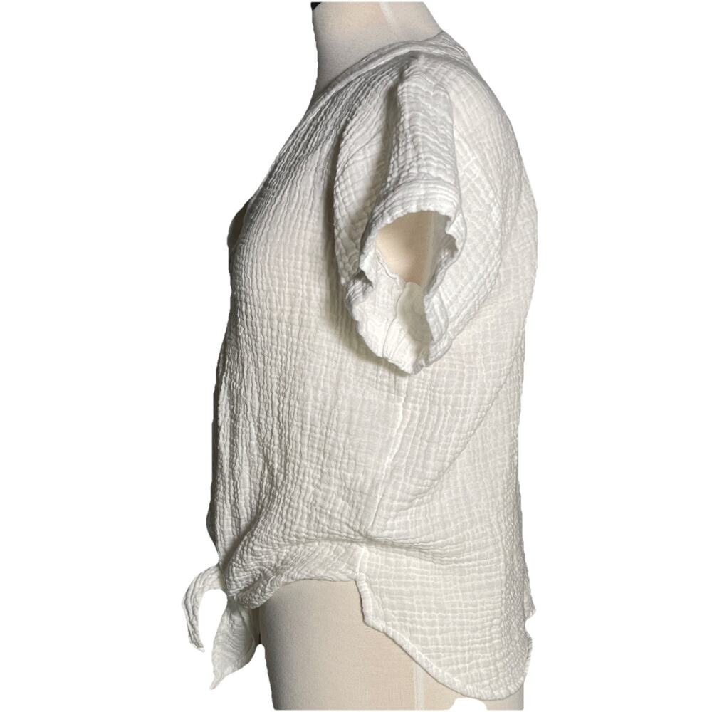 Lucky Brand Top Tie-Front White Gauze Material Women’s Sz S - Picture 3 of 4